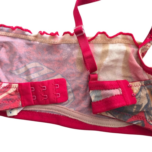 Y2K Hanna Lingerie Size 34 Mesh Bralette Red Graphic Print - Picture 4 of 7